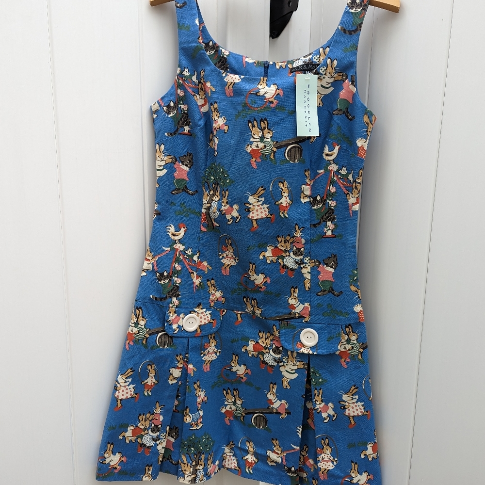 J.P. & Mattie blue dress with rabbits and kittens print NWT never worn